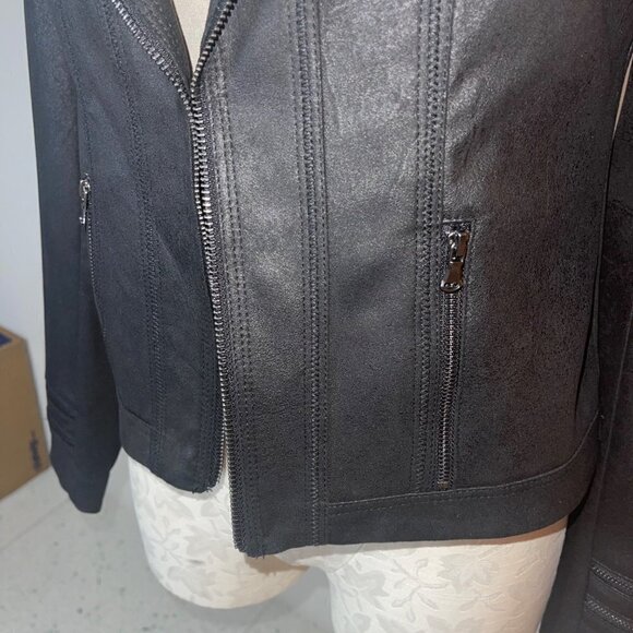 Charlie B Womens Jacket Size Extra Small Faux Black Suede Perfecto Classic - Picture 6 of 13
